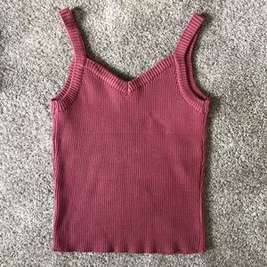 pink ribbed tank top